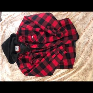 thick flannel print jacket